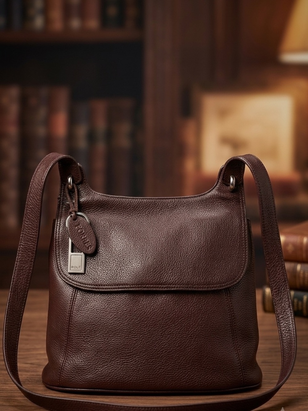Rolfs Brown Leather Classic Shoulder Bag